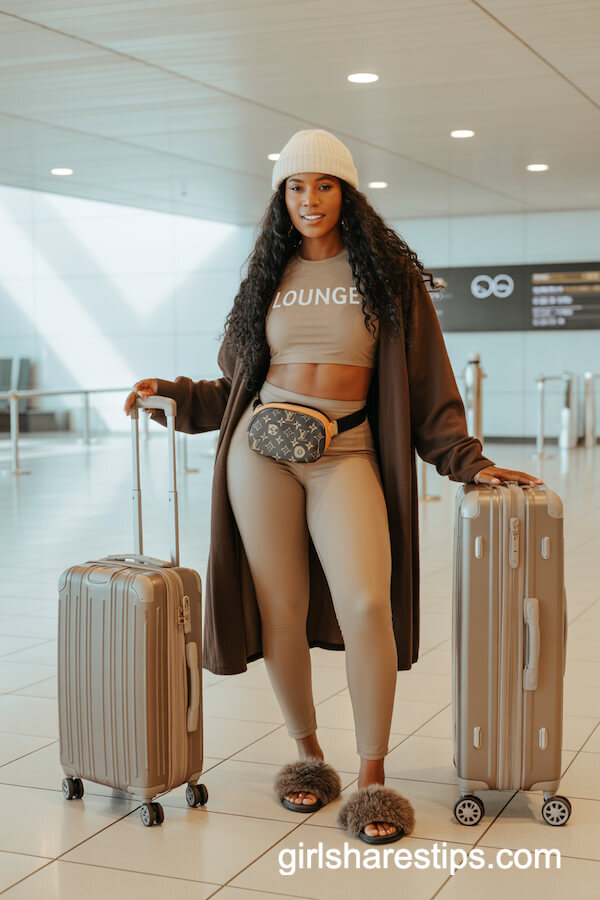 Beige Lounge Set With Belt Bag