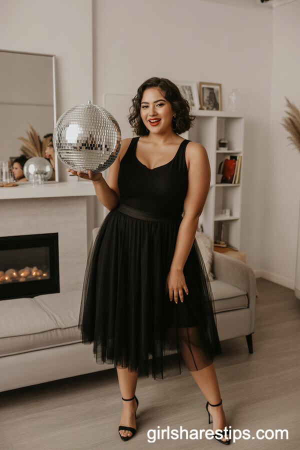 Chic Black Tulle Skirt and Fitted Bodysuit Ensemble