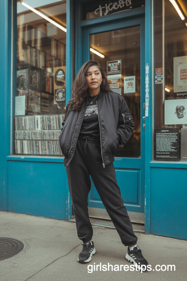 Black Bomber Jacket & Joggers