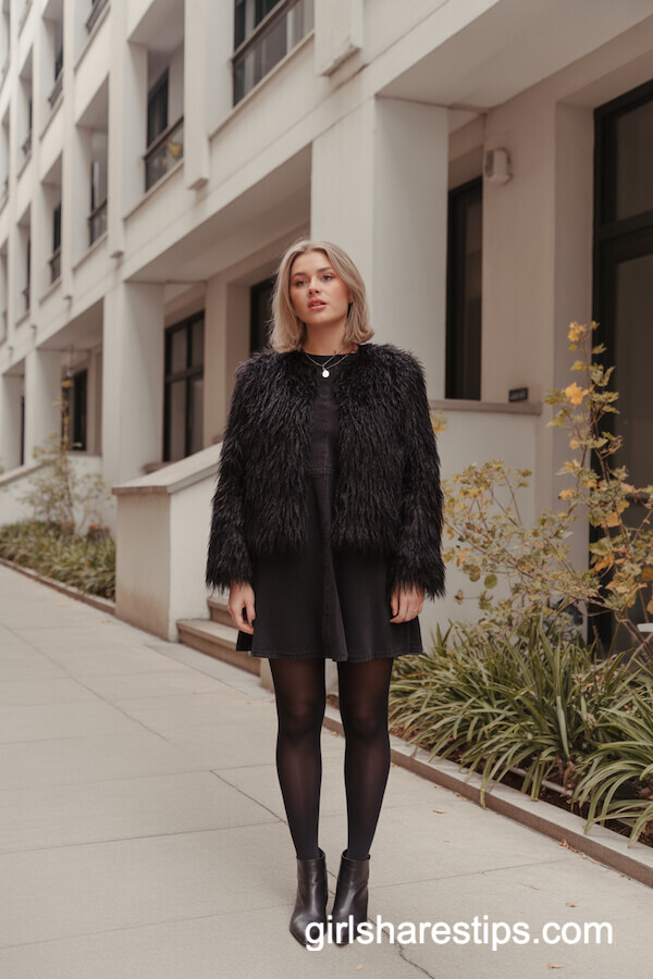 Faux Fur Jacket Mini Dress