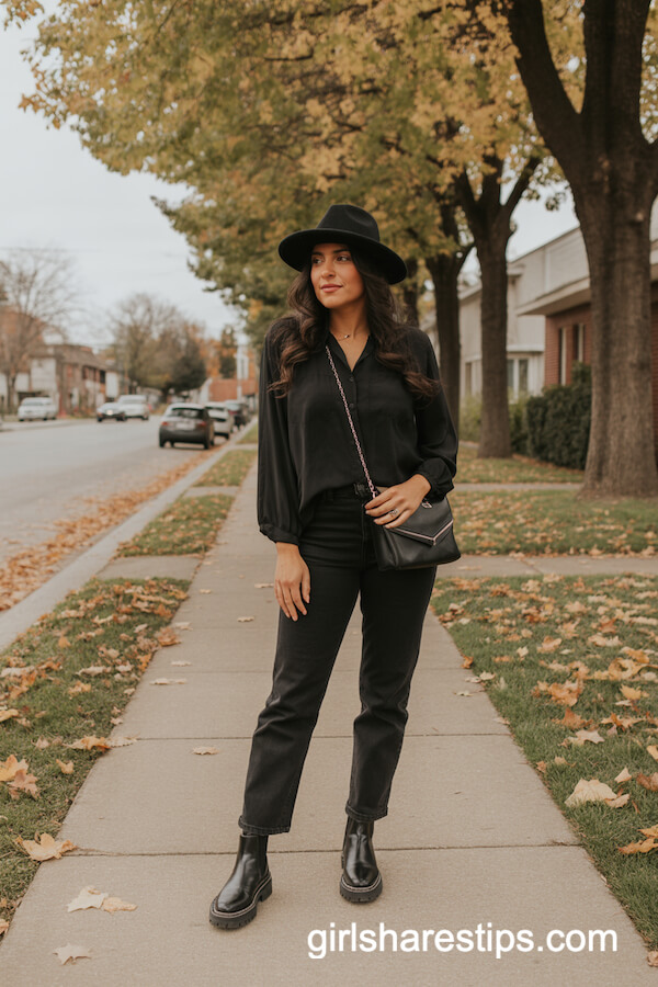 Flowy Blouse & Straight-Leg Jeans