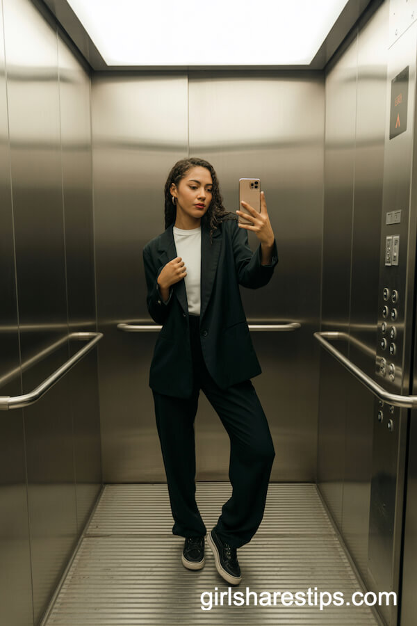 Relaxed-Fit All-Black Suit with Sneakers