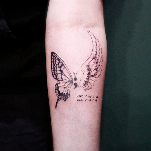 memorial tattoos with angel wings meaning
