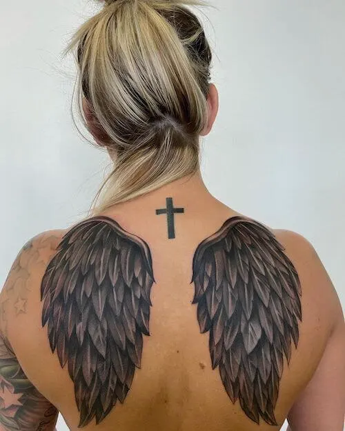 angel wing and cross tattoo meaning