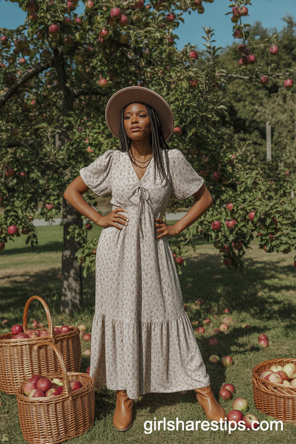 Boho Floral Maxi Dress with Wide-Brim Hat