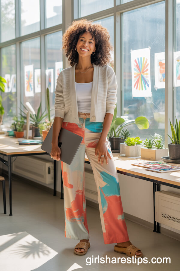 Denim Jacket with Colorful Maxi Skirt