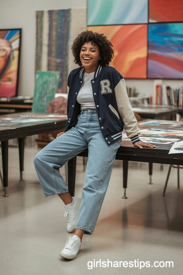 Checked Blazer with Relaxed Jeans