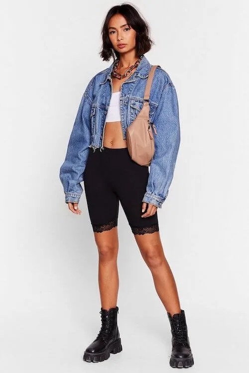 baddie biker shorts outfits