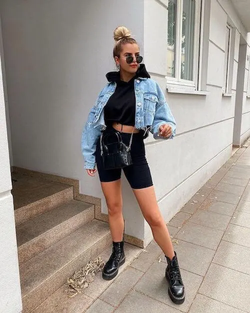 baddie biker shorts outfits