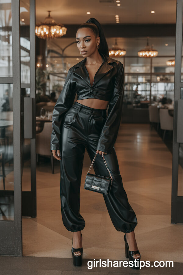 All-Black Faux Leather Outfit