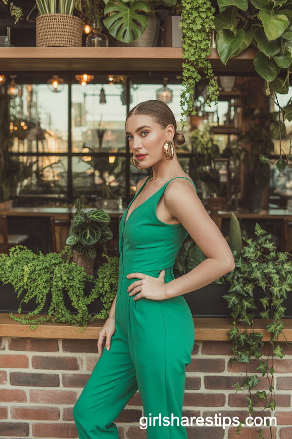Bold-Colored Fitted Jumpsuit