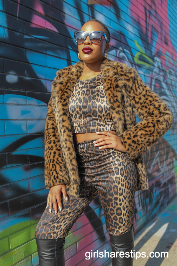 Animal Print Faux Fur Jacket Matching Set