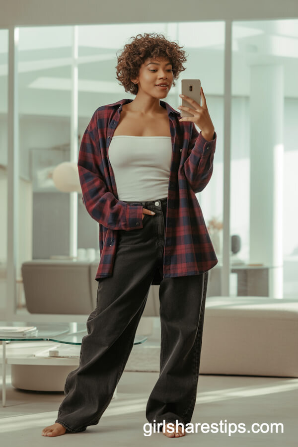 Oversized Fall Flannel & Baggy Jeans