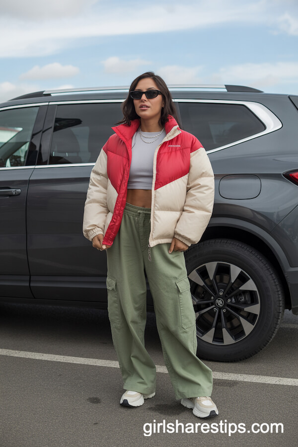 Bold Two-Tone Puffer Jacket & Cargo Pants
