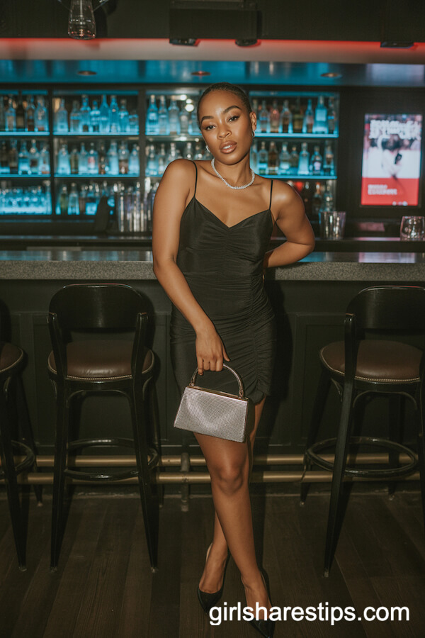 Classic Little Black Dress with Rhinestone Bag