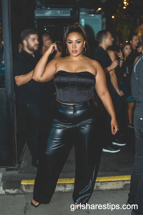 Black Faux Leather Pants with Corset Top