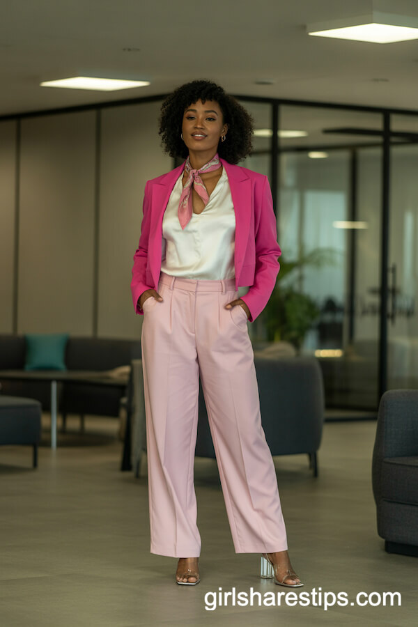 Pink High-Waisted Pants, Hot Pink Blazer