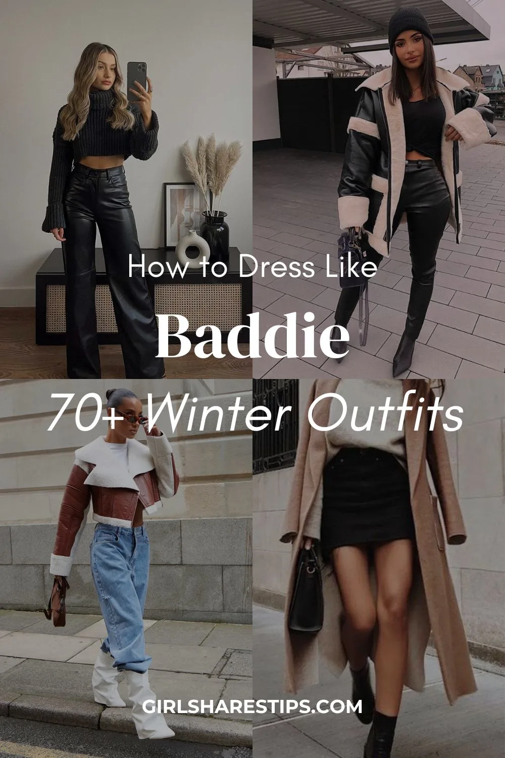 baddie winter outfits collage