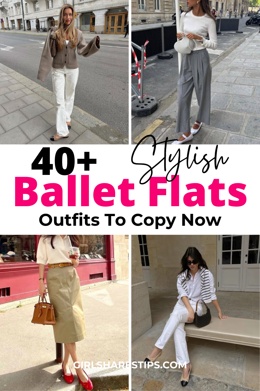 ballet flats outfit ideas collage