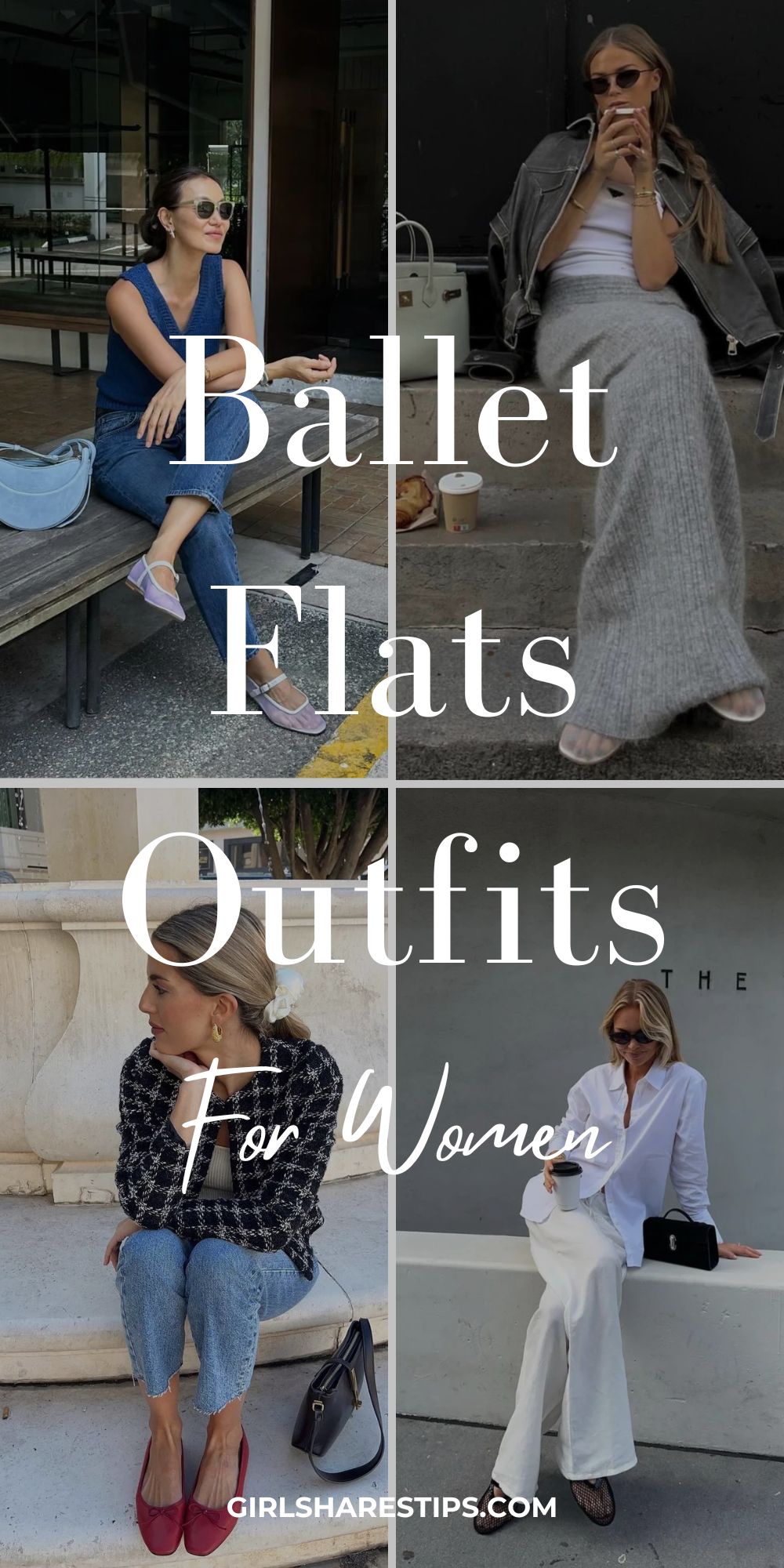 chic ballet flats outfit ideas for grown women collage
