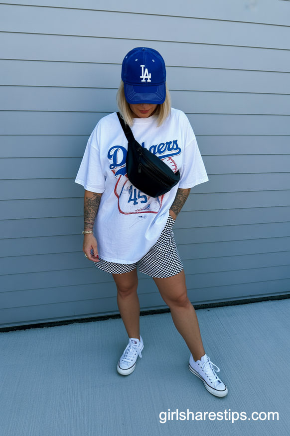 Dodgers Graphic Tee Baseball Mom Shorts Outfit