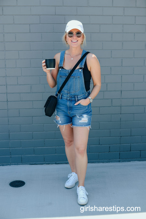 Denim Overall Baseball Mom Outfit With Sporty Accessories