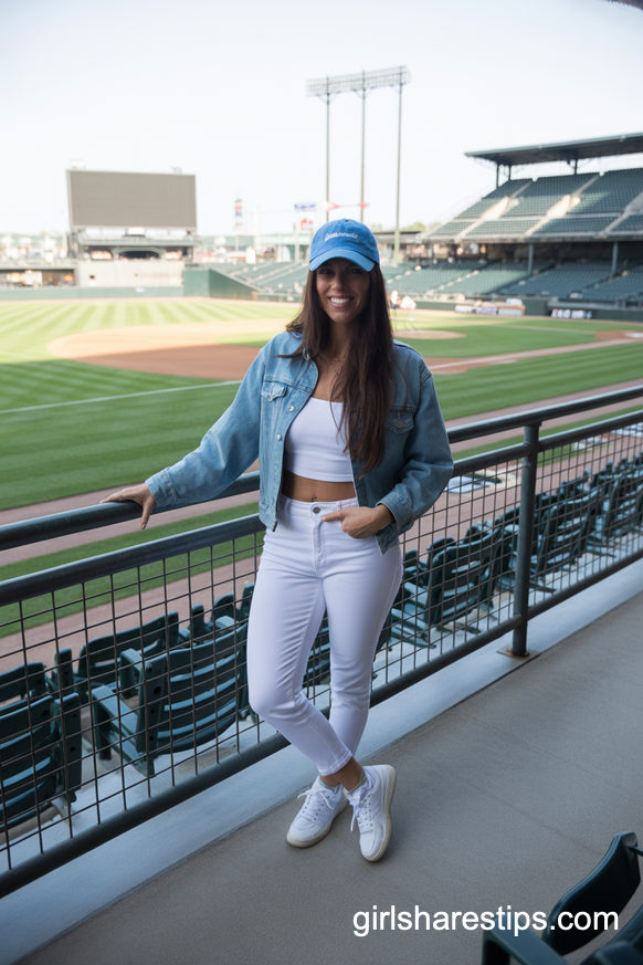 All-White Baseball Mom Outfit With Denim Accents