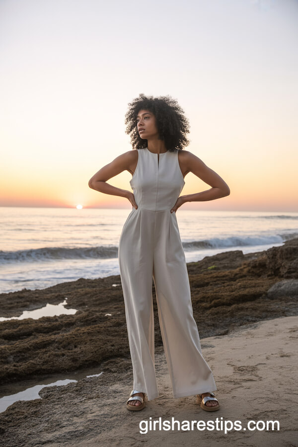 Sleeveless White Jumpsuit for Sunset Stroll