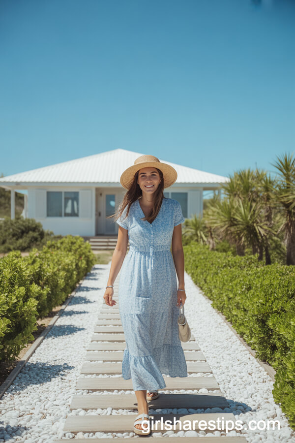 Blue Floral Maxi Dress Look