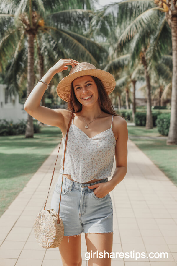 Floral Camisole & Denim Shorts