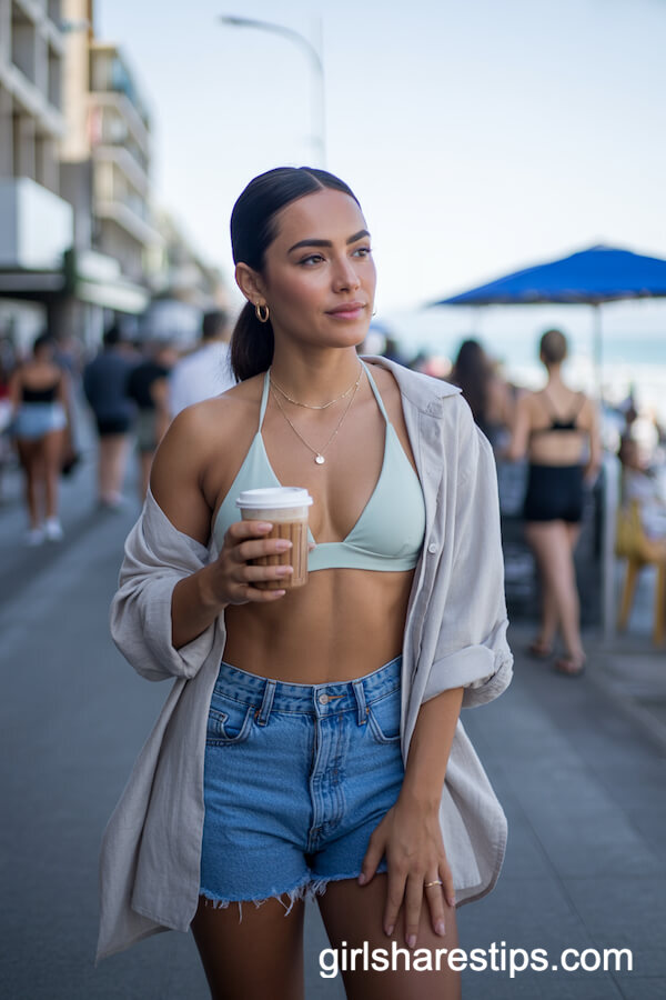 Denim Shorts & Bikini Top Combo