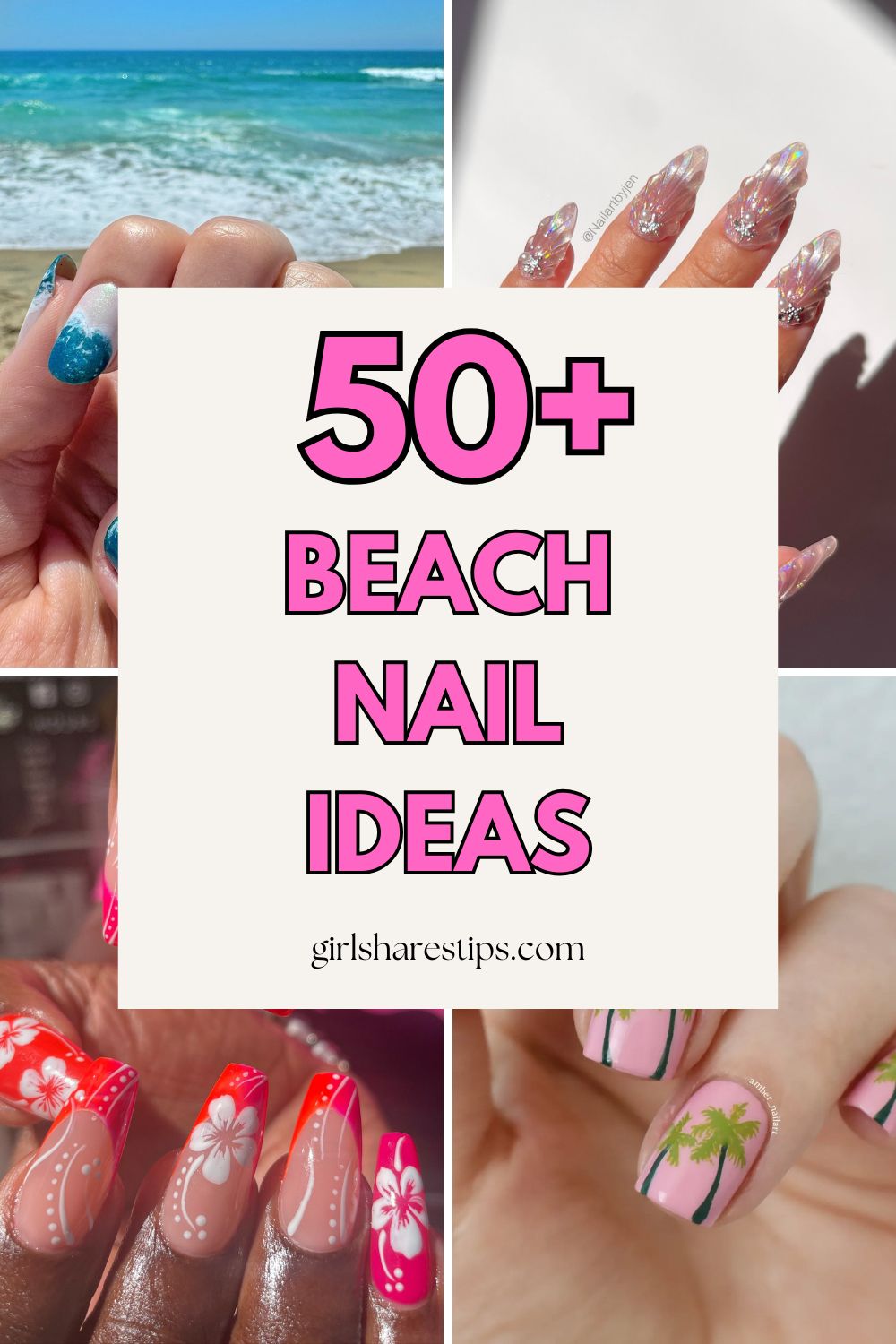 beach nails collage
