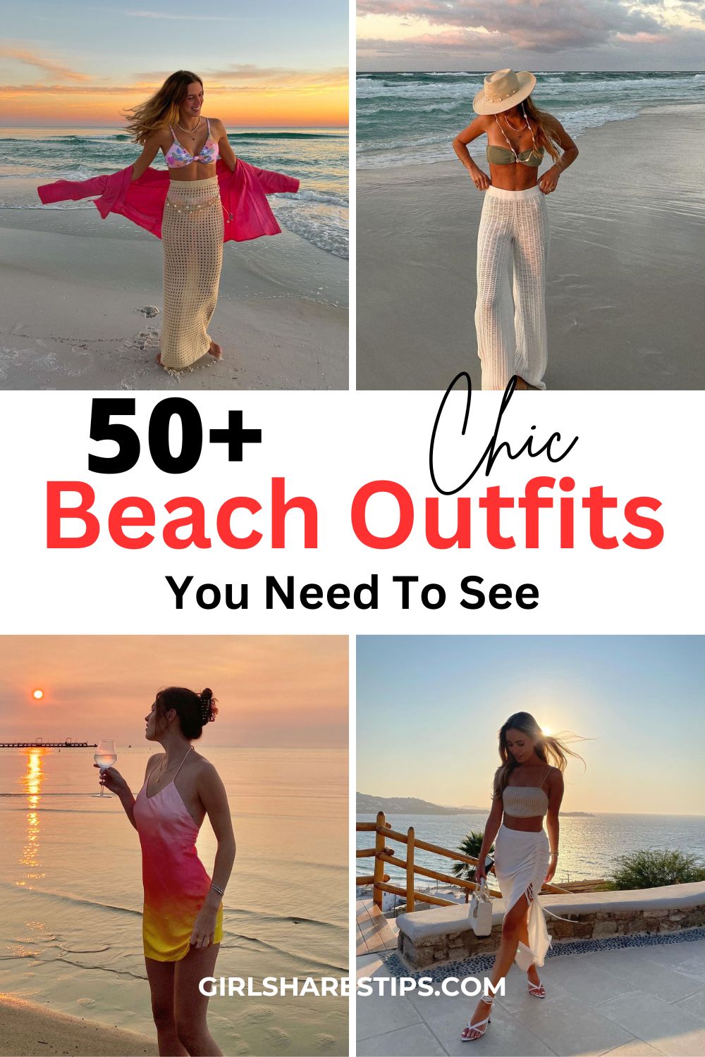 chic beach outfits for vacation collage