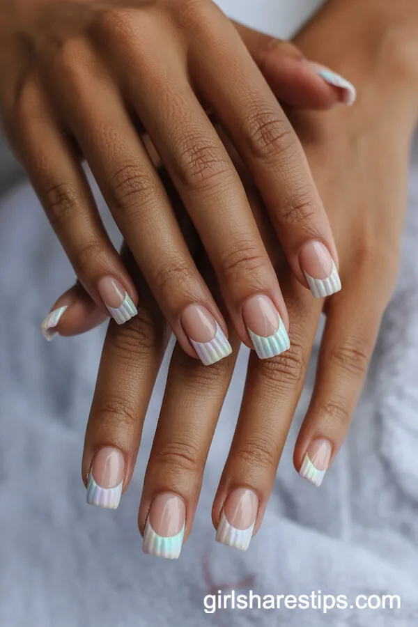 Seashell French Tip Square Nails