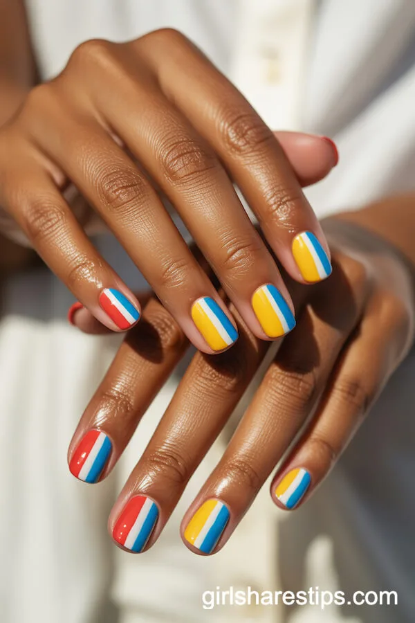 Colorful Beach Ball Square Nails
