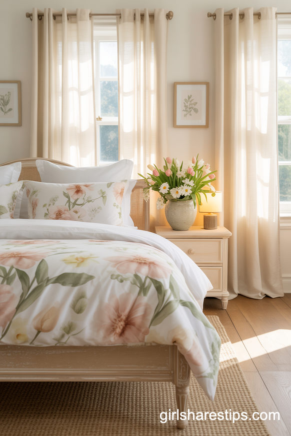 Bright Spring Bedroom Retreat with Soft Florals