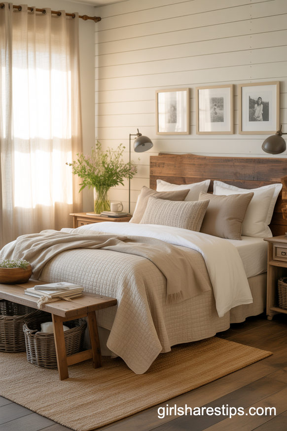 Warm Farmhouse Bedroom with Rustic Comfort