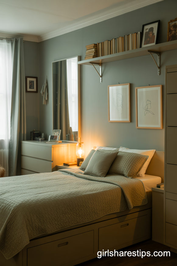 Smart Small Apartment Bedroom with Built-In Storage