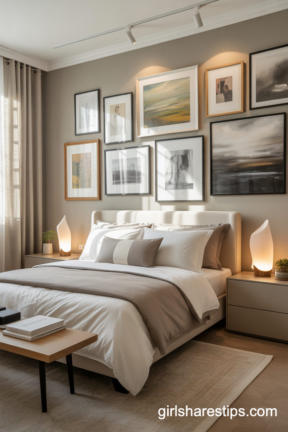 Art-Lover’s Bedroom with a Striking Gallery Wall
