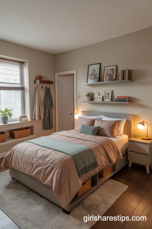 Practical Small Bedroom with Clever Hidden Storage