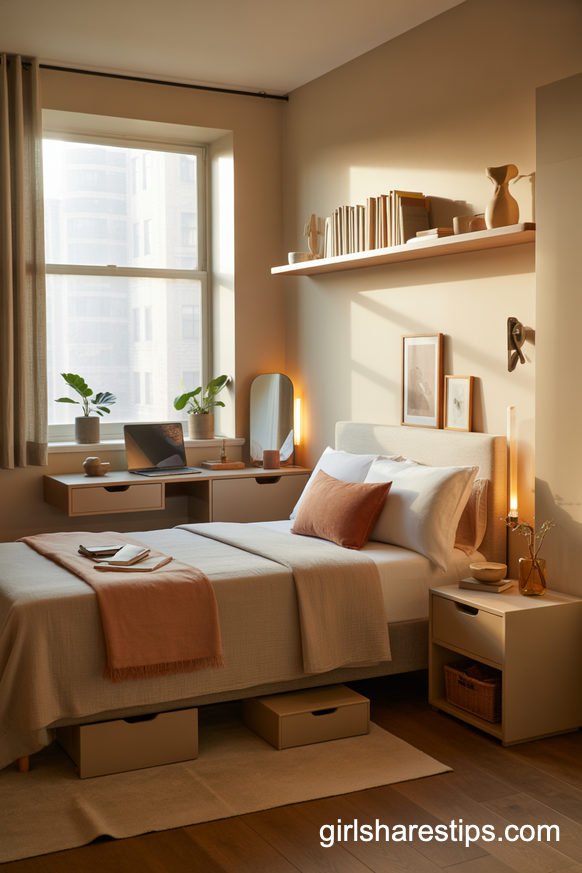 Small City Apartment Bedroom with Flexible, Space-Savvy Design