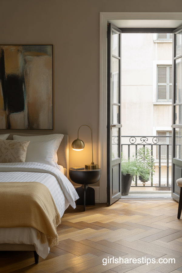 Stylish Bedroom with Juliet Balcony and City Vibes
