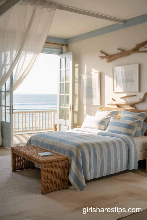 Coastal Bedroom with Balcony and Breezy Ocean Hints