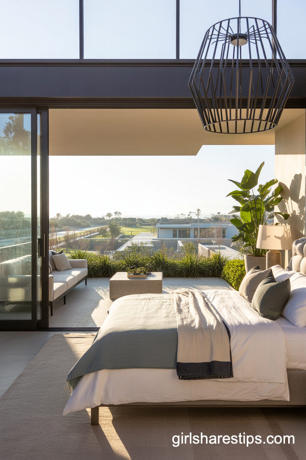 Indoor-Outdoor Primary Bedroom with Expansive Balcony Doors