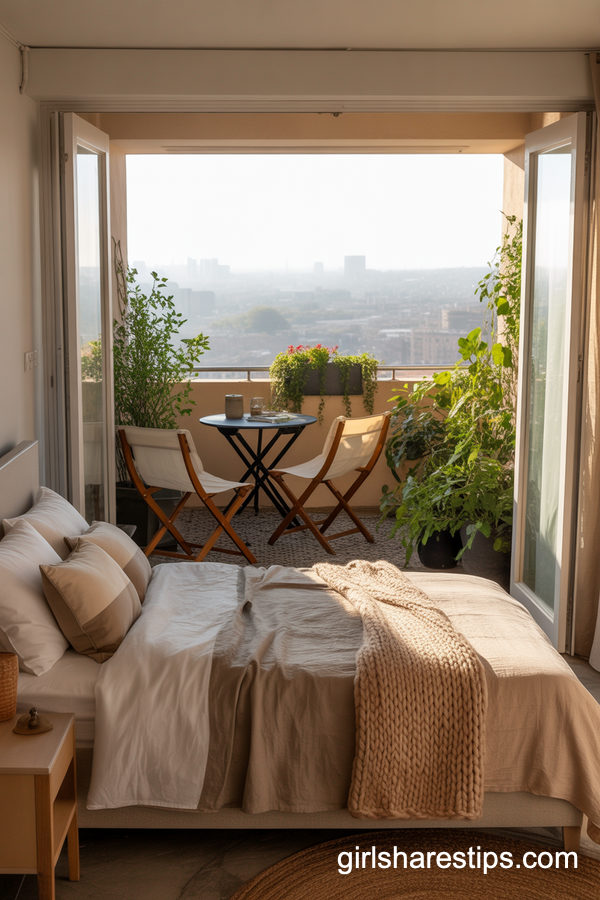 Tiny Studio Bedroom with Balcony as Bonus Living Space