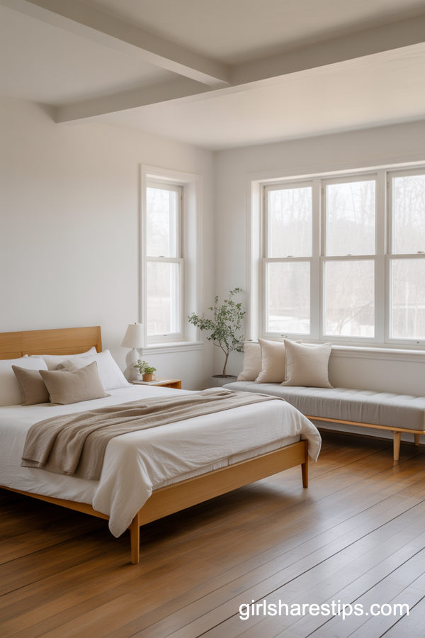 Bright Scandinavian Bedroom With A Minimal Gray Daybed Couch