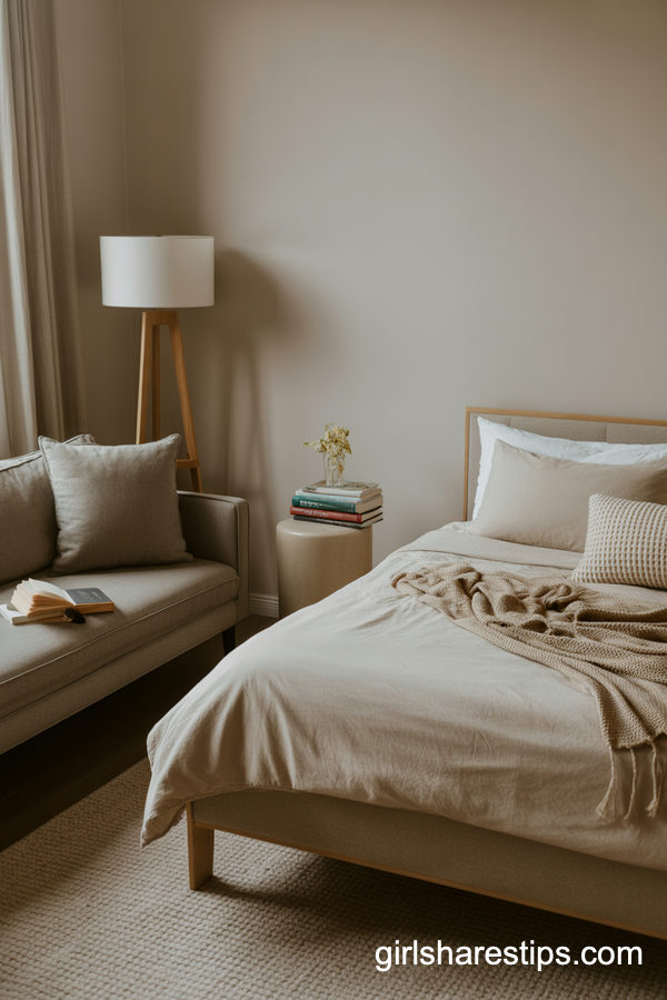 Calm Bedroom With A Cozy Couch Reading Corner