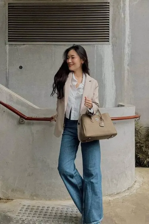 beige blazer outfit