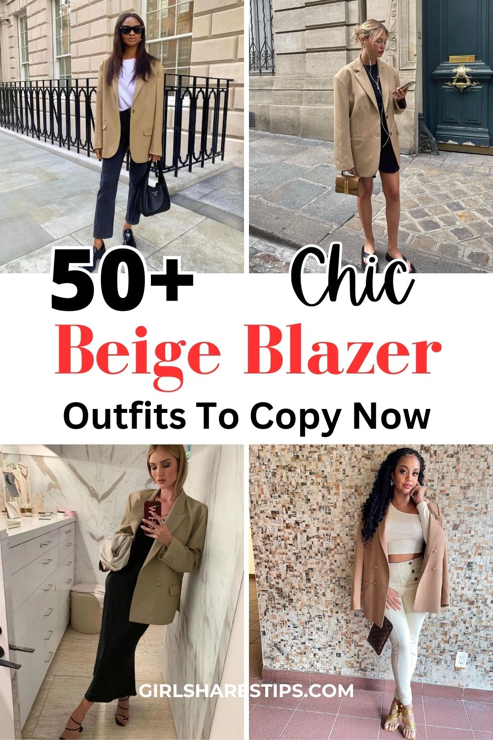 beige blazer outfit ideas for women collage
