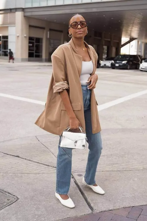 beige blazer outfit